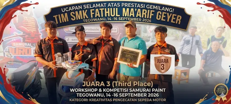 Siswa SMK Fathul Ma’arif Geyer Raih Juara 3 dalam Workshop & Kompetisi Samurai Paint